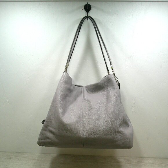 Coach Madison Phoebe Soft Pebbled Gray Minimalist Leather shoulder bag | Purse - Picture 3 of 16